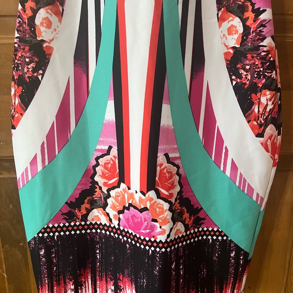 Bisou Bisou Sleeveless Dress with Pink and Black Floral Design, Size 2 - Picture 4 of 5